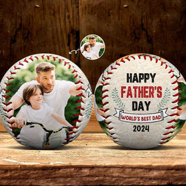 Custom Photo Happy Father's Day 2024 - Personalized Baseball, Softball