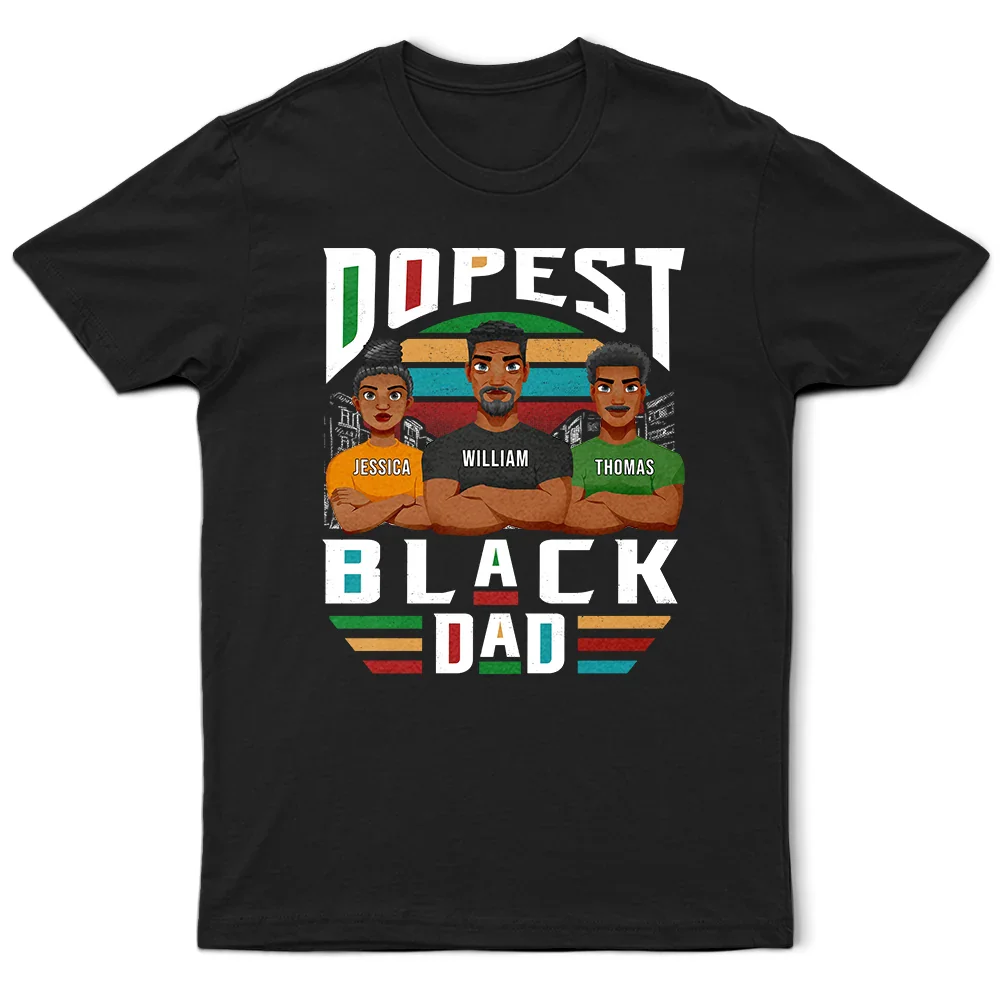 Retro Dopest Black Dad - Personalized T Shirt