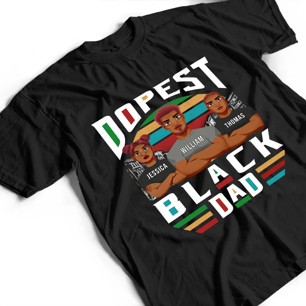 Retro Dopest Black Dad - Personalized T Shirt