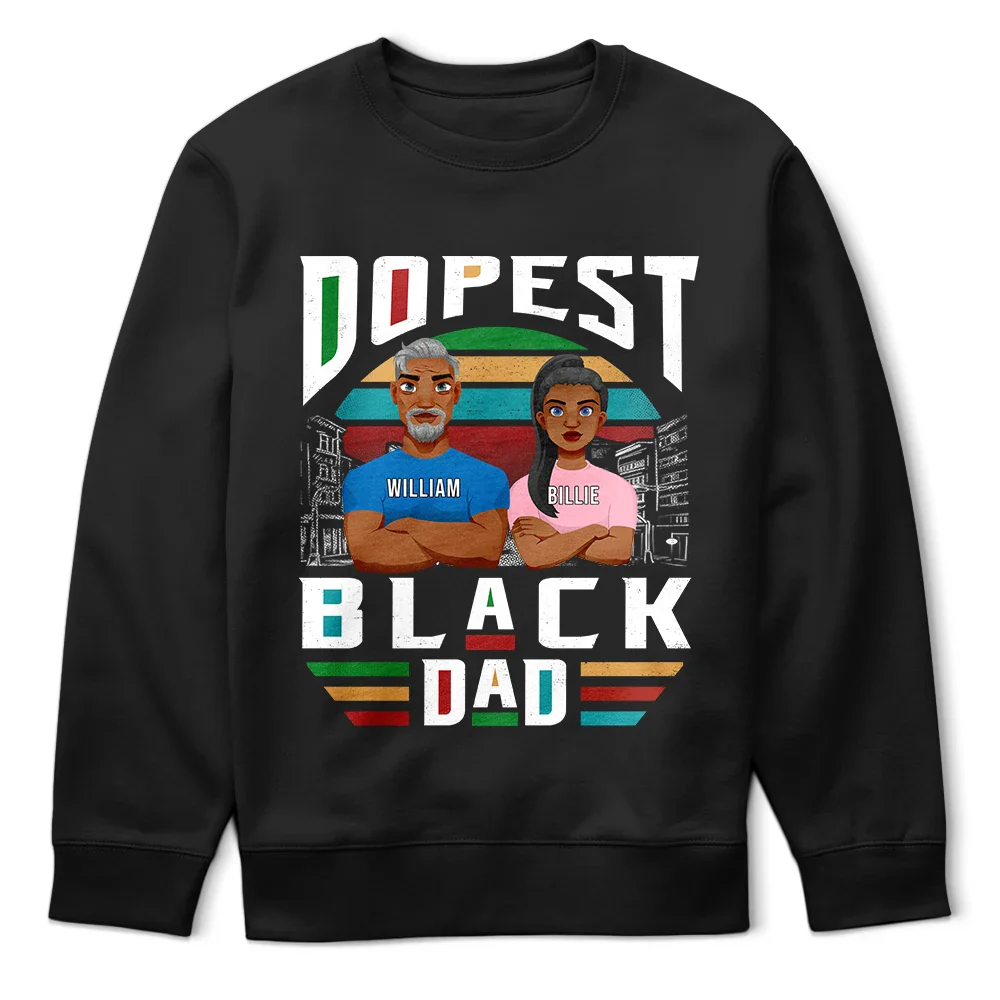 Retro Dopest Black Dad - Personalized T Shirt