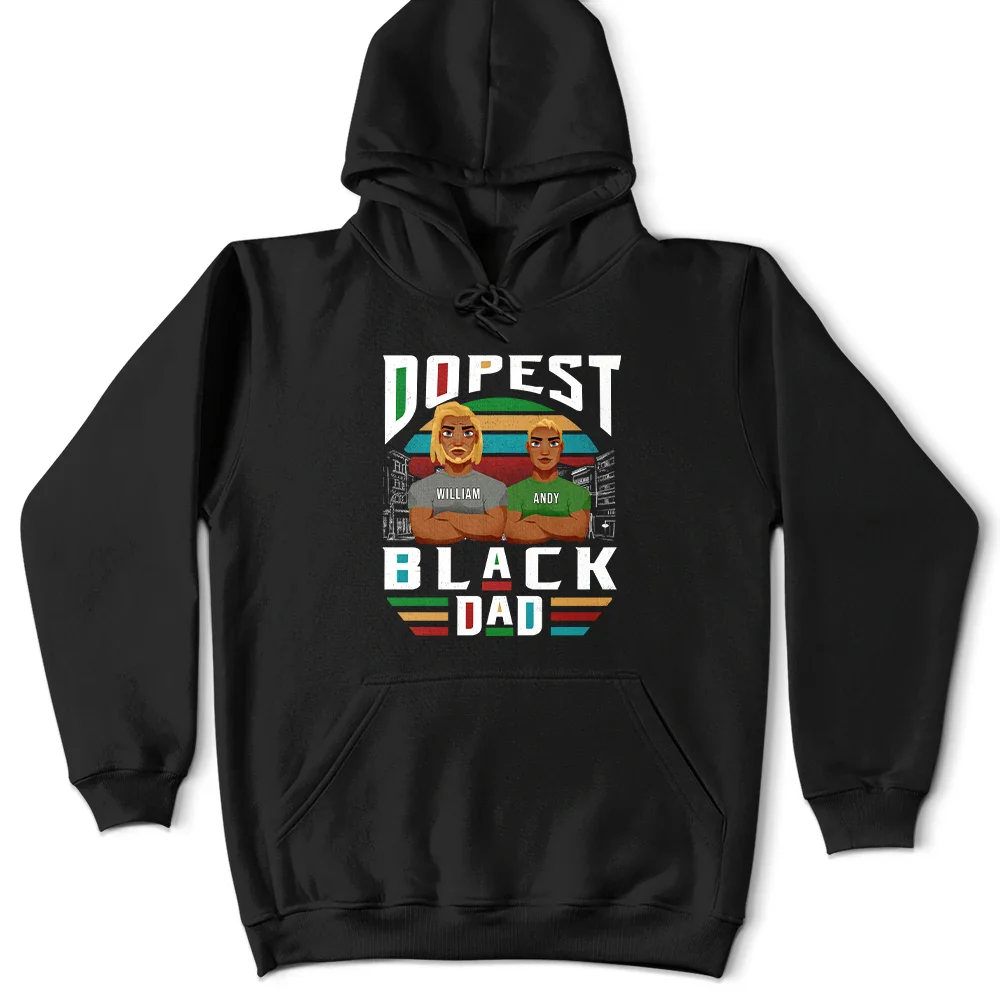 Retro Dopest Black Dad - Personalized T Shirt