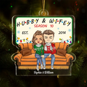 Christmas Couple Hubby Wifey Season - Personalized Custom Shaped Acrylic Ornament