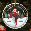 Christmas Couple Cartoon You Are My Favorite Weirdo - Personalized Circle Glass Ornament