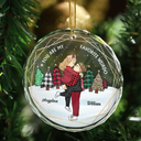 Christmas Couple Cartoon You Are My Favorite Weirdo - Personalized Circle Glass Ornament