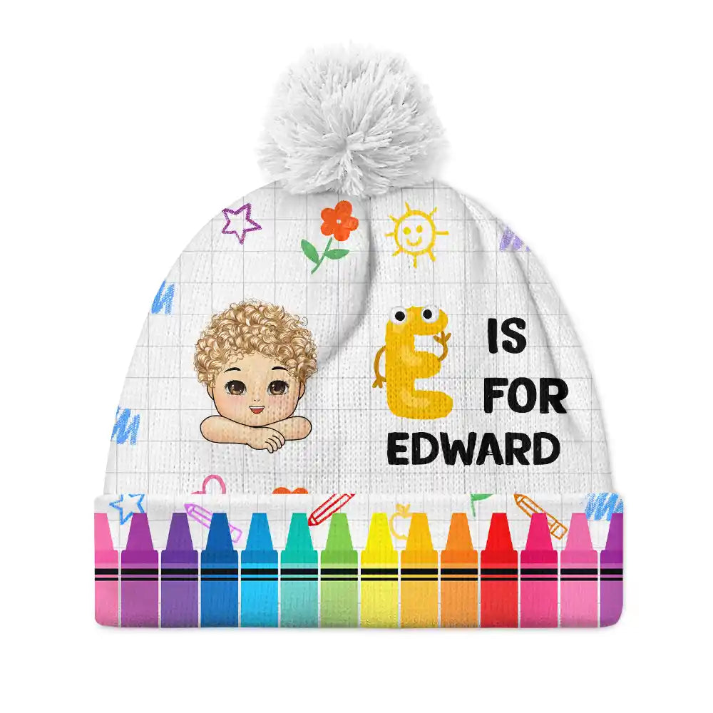 Gift For Kids - Alphabet Kid's Name - Personalized Bobble Beanie Hat