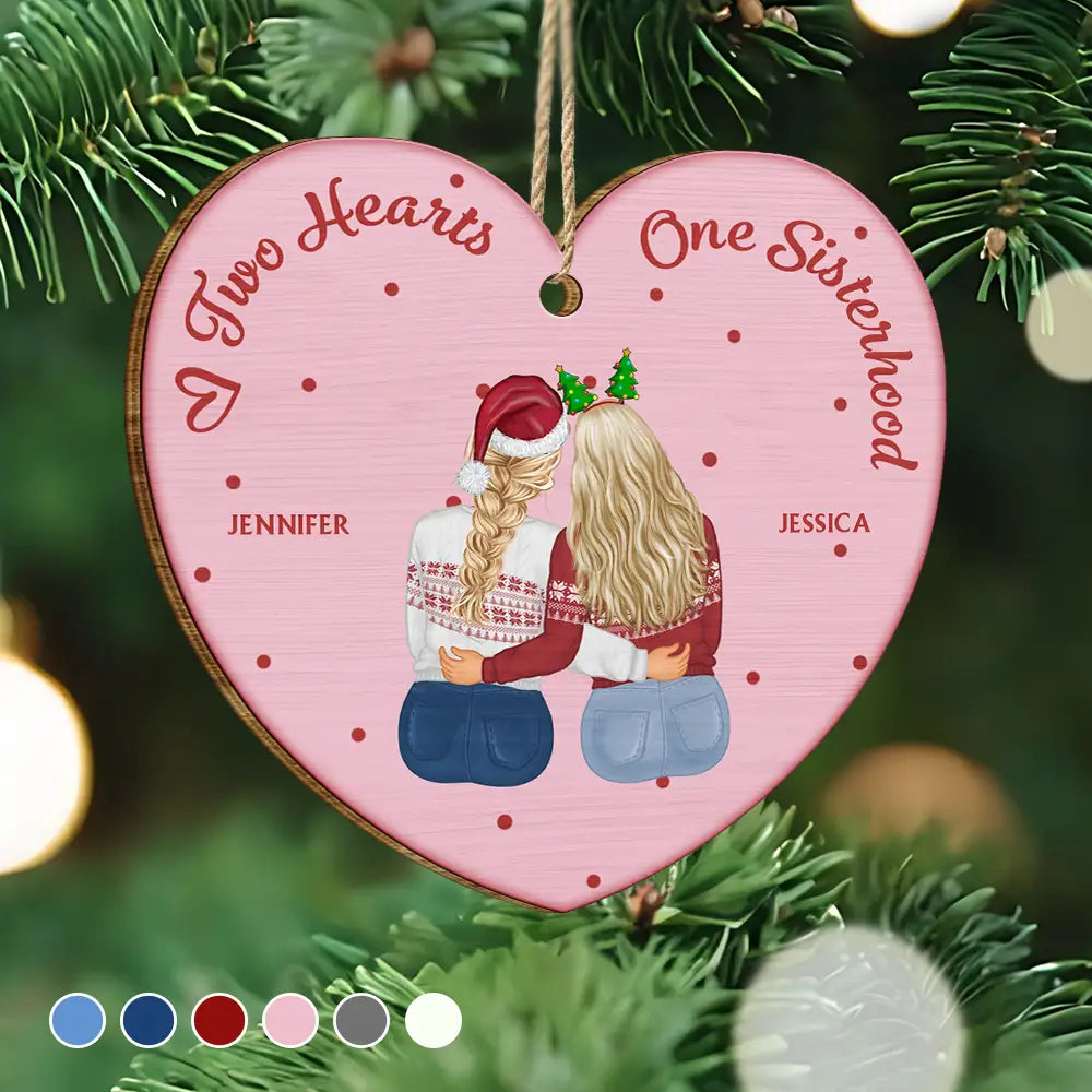 Gift For Bestie,Gift For Sisters,Love,Christmas - Christmas One Sisterhood - Personalized Custom Shaped Wooden Ornament