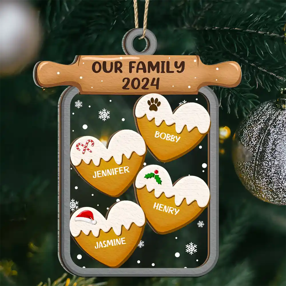 Family - Gingerbread Cookie Our Family - Personalized 2-Layered Mix Ornament