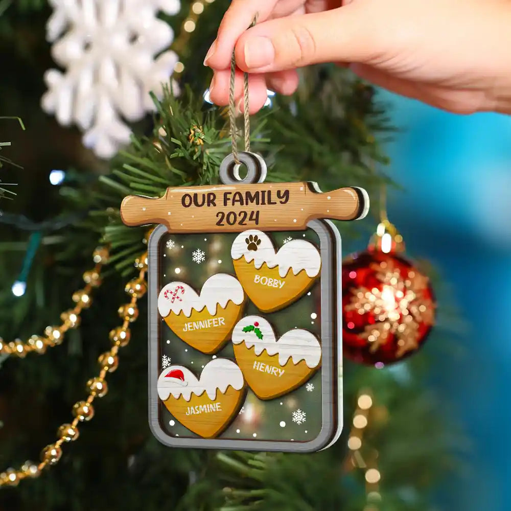 Family - Gingerbread Cookie Our Family - Personalized 2-Layered Mix Ornament