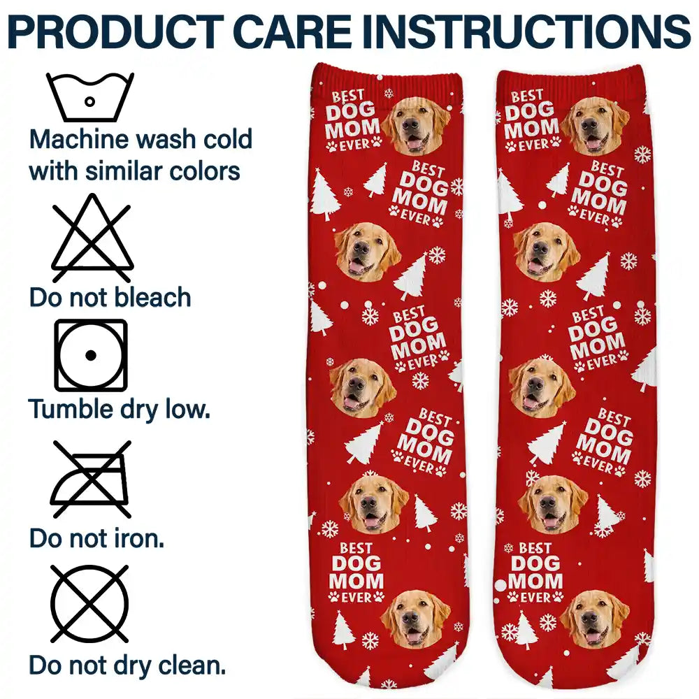 Pet Lovers - Custom Photo Best Dog Cat Dad Mom Ever Christmas - Personalized Socks