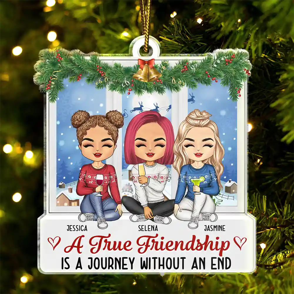 Bestie, Gift For Bestie - A True Friendship Is A Journey Without An End - Personalized Custom Shaped Acrylic Ornament