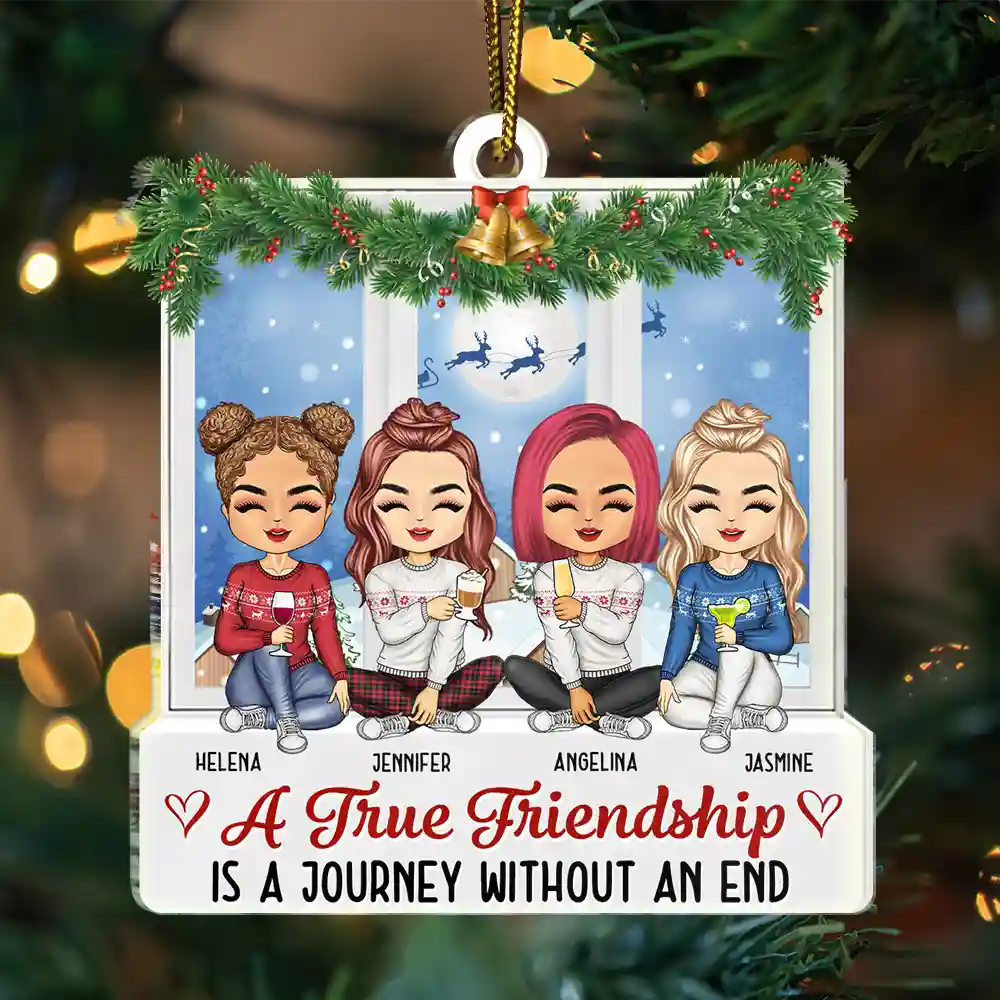 Bestie, Gift For Bestie - A True Friendship Is A Journey Without An End - Personalized Custom Shaped Acrylic Ornament