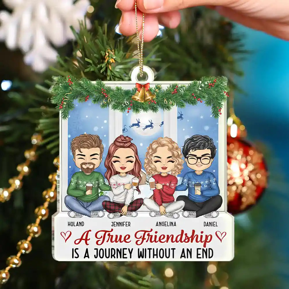 Bestie, Gift For Bestie - A True Friendship Is A Journey Without An End - Personalized Custom Shaped Acrylic Ornament