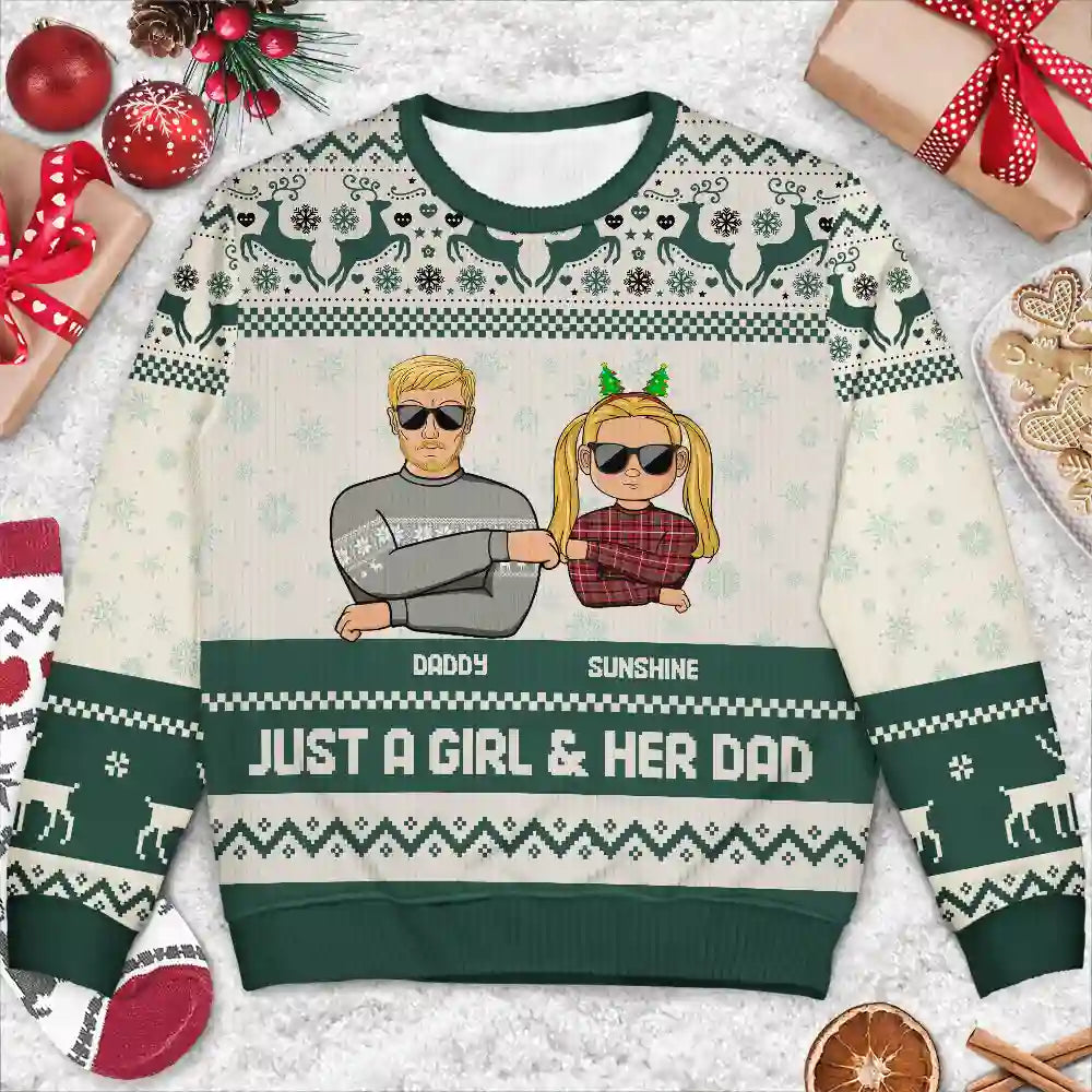 Christmas,Gift For Father,Gift For Mother - Christmas A Dad & His Girl - Personalized Unisex Ugly Sweater