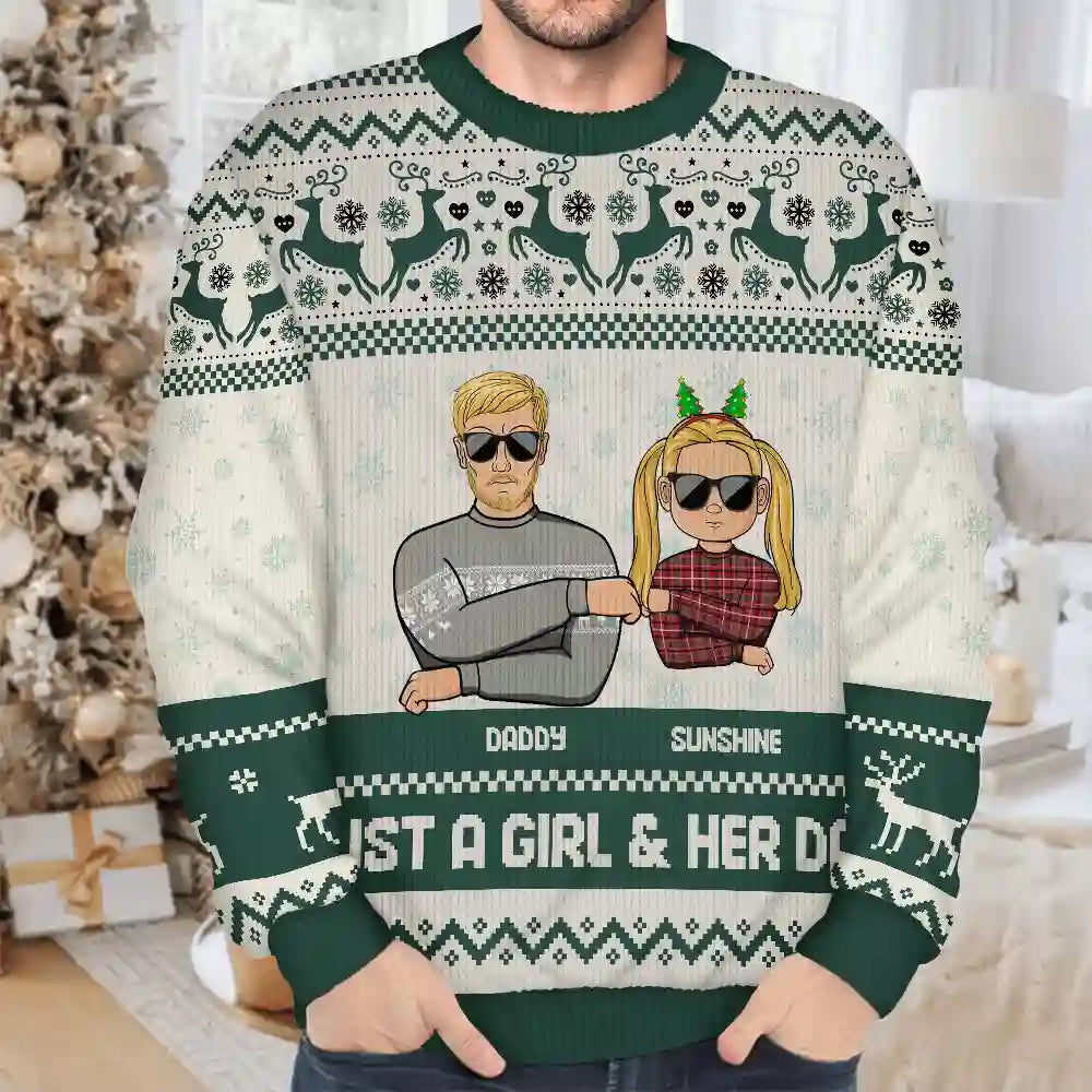 Christmas,Gift For Father,Gift For Mother - Christmas A Dad & His Girl - Personalized Unisex Ugly Sweater