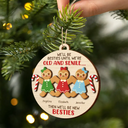 Gift For Bestie - Gingerbread Cookie Besties Old And Senile - Personalized 2-Layered Wooden Ornament