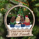 Gift For Bestie - Christmas Tree Grow Old Friends - Personalized 2-Layered Mix Ornament