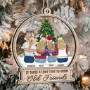 Gift For Bestie - Christmas Tree Grow Old Friends - Personalized 2-Layered Mix Ornament