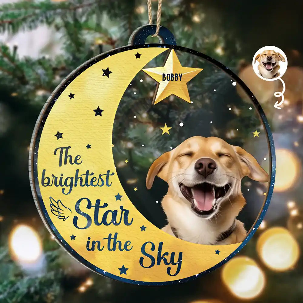 Pet Lovers - Custom Photo Memorial The Brightest Star - Personalized 2-Layered Mix Ornament