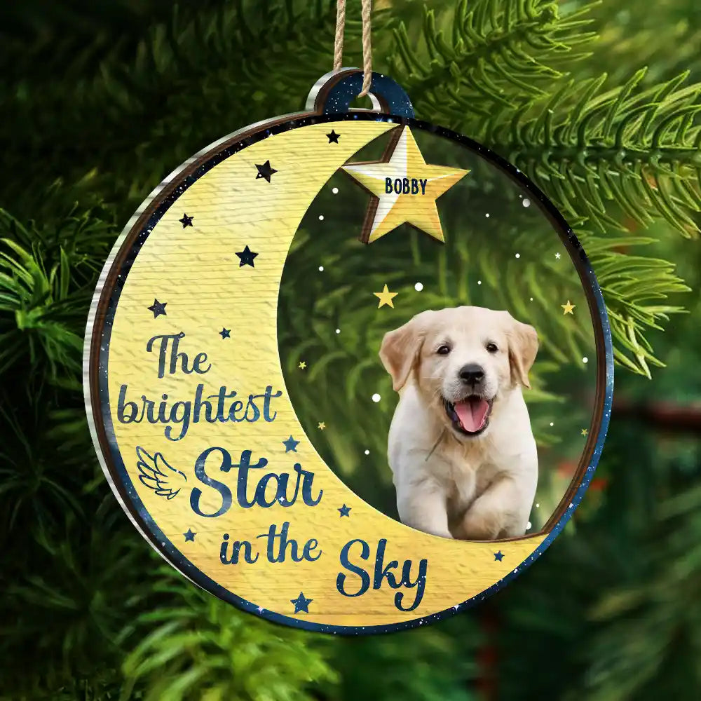 Pet Lovers - Custom Photo Memorial The Brightest Star - Personalized 2-Layered Mix Ornament