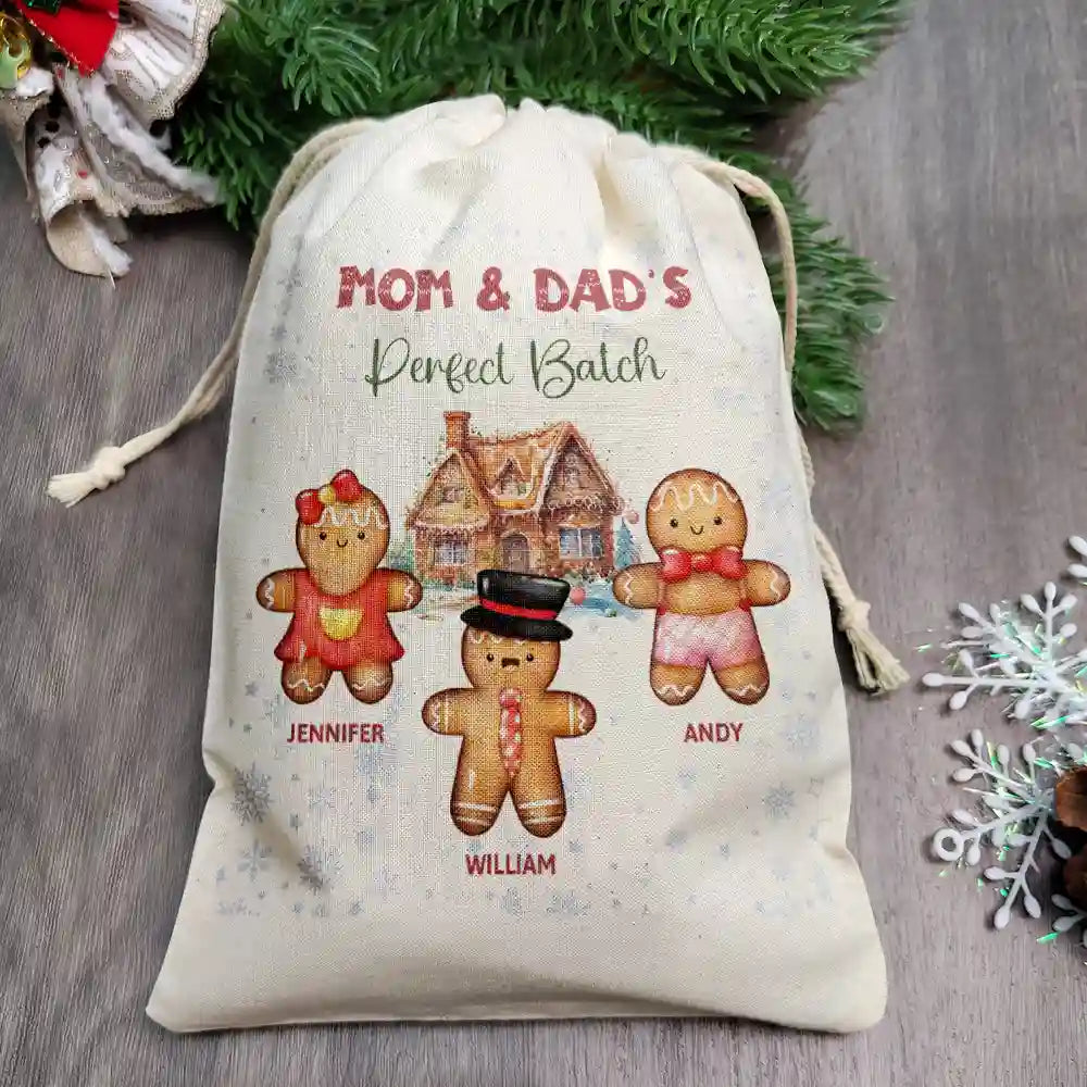 Christmas,Gift For Grandma,Gift For Grandpa,Gift For Mother,Gift For Father,Happy - Grandma's Grandpa's Mom's Dad's Perfect Batch Gingerbread Cookies - Personalized Favor Bag