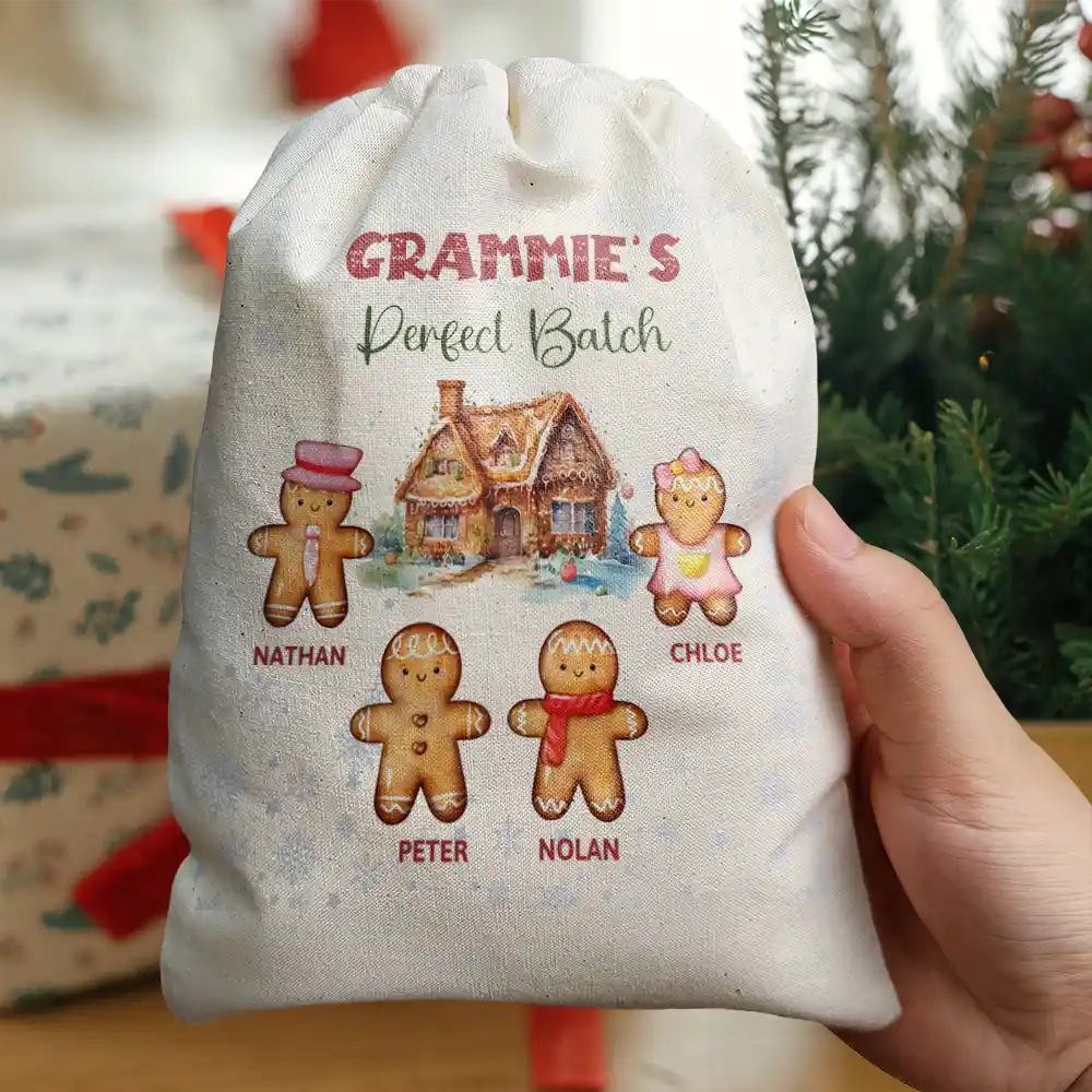 Christmas,Gift For Grandma,Gift For Grandpa,Gift For Mother,Gift For Father,Happy - Grandma's Grandpa's Mom's Dad's Perfect Batch Gingerbread Cookies - Personalized Favor Bag