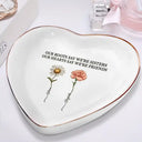 Gift For Sisters,Love - Birth Flower Sisters From The Same Garden - Personalized Heart Ring Dish