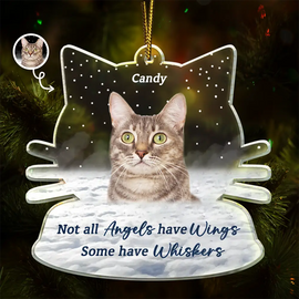 Christmas,Memorial,Cat Lovers,Pet Lovers,Sad - Memorial Not All Angels Have Wings Cats - Personalized Custom Shaped Acrylic Ornament