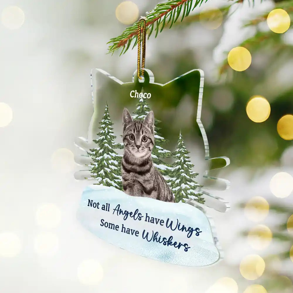 Christmas,Memorial,Cat Lovers,Pet Lovers,Sad - Memorial Not All Angels Have Wings Cats - Personalized Custom Shaped Acrylic Ornament