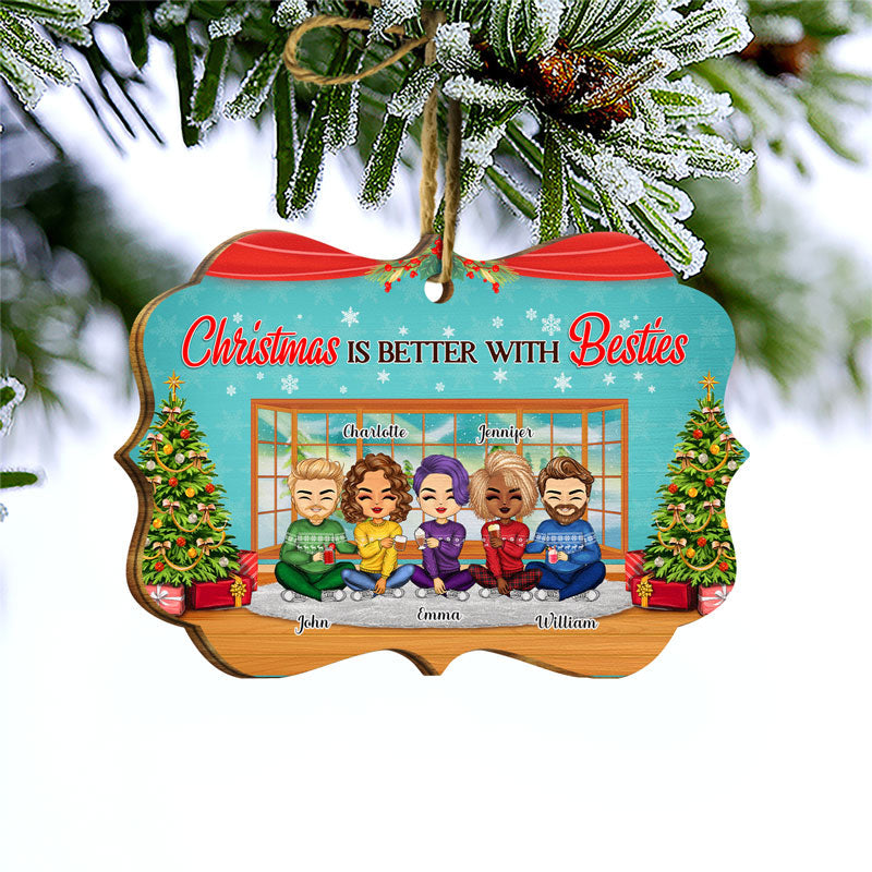 Besties Here's To Another Year Of Bonding Over Alcohol BFF - Christmas Gift For Best Friends - Personalized Wooden Ornament