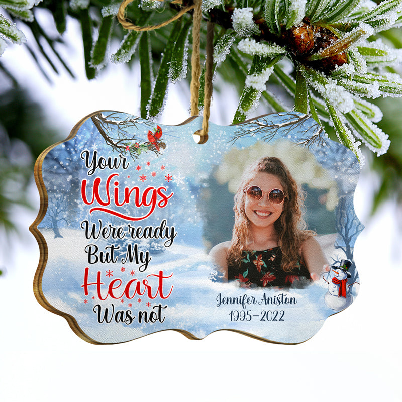 Custom Photo Because Someone We Love Is In Heaven Christmas - Memorial Gift For Family - Personalized Wooden Ornament