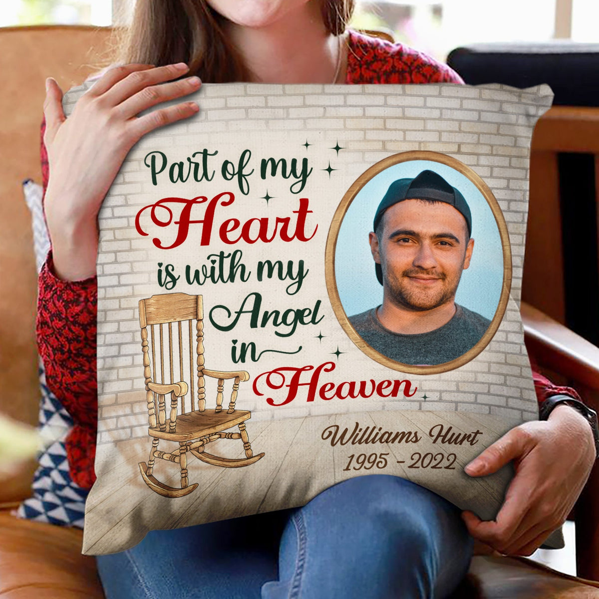 Custom Photo Because Someone We Love Is In Heaven - Memorial Gift For Family - Personalized Custom Pillow