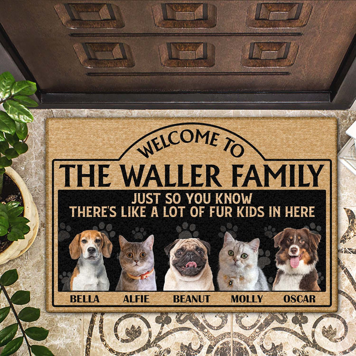 Custom Photo There‘s Like A Lot Of Dogs Cats In Here - Gift For Dog Lovers And Cat Lovers - Personalized Custom Doormat