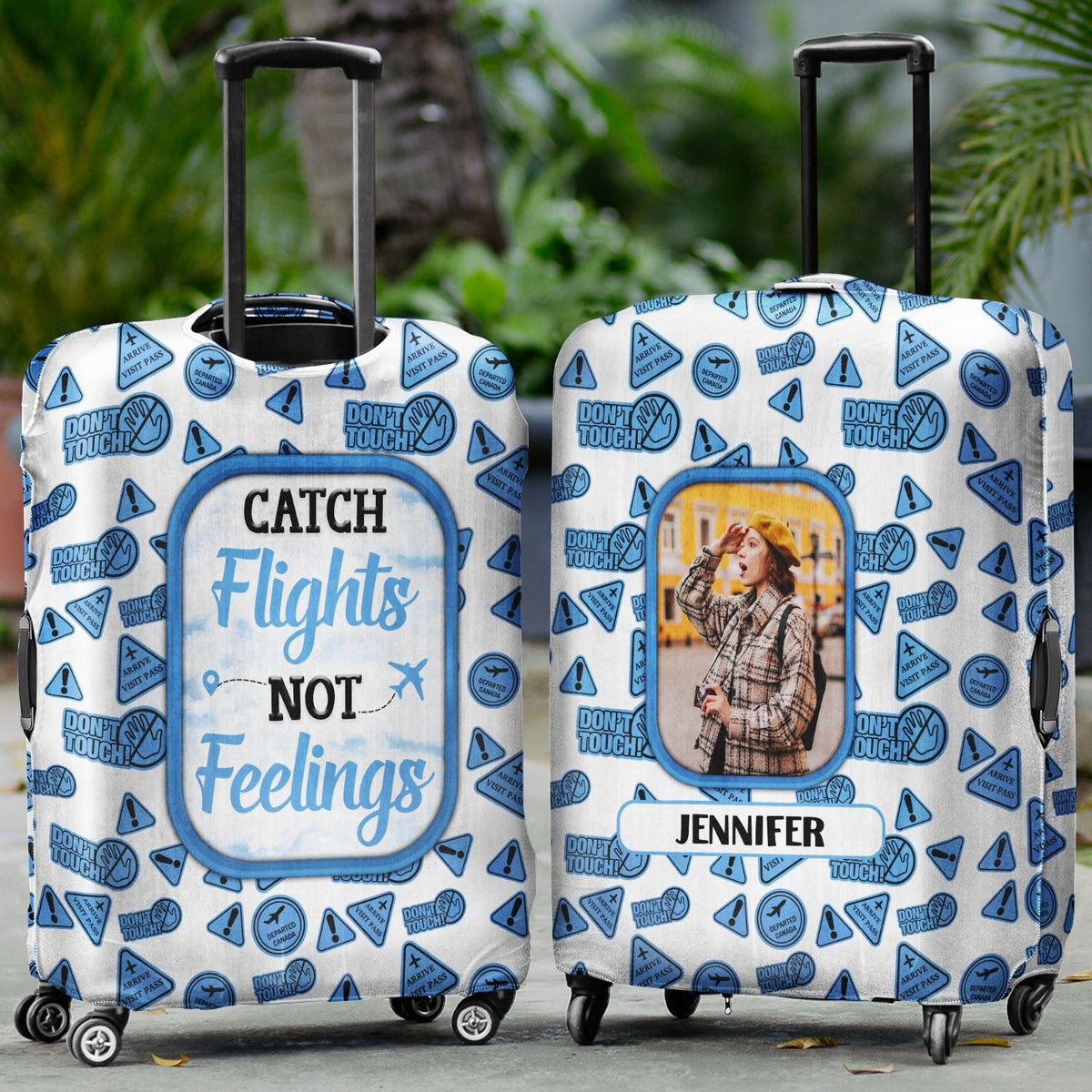 Custom Photo Catch Flights Not Feelings - Gift For Travel Lovers - Personalized Custom Luggage Cover