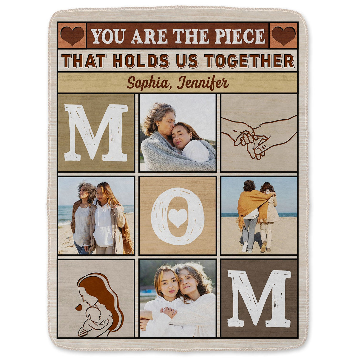 Custom Photo Mom You Are The Piece That Holds Us Together - Birthday, Loving Gift For Mother - Personalized Custom Fleece Blanket