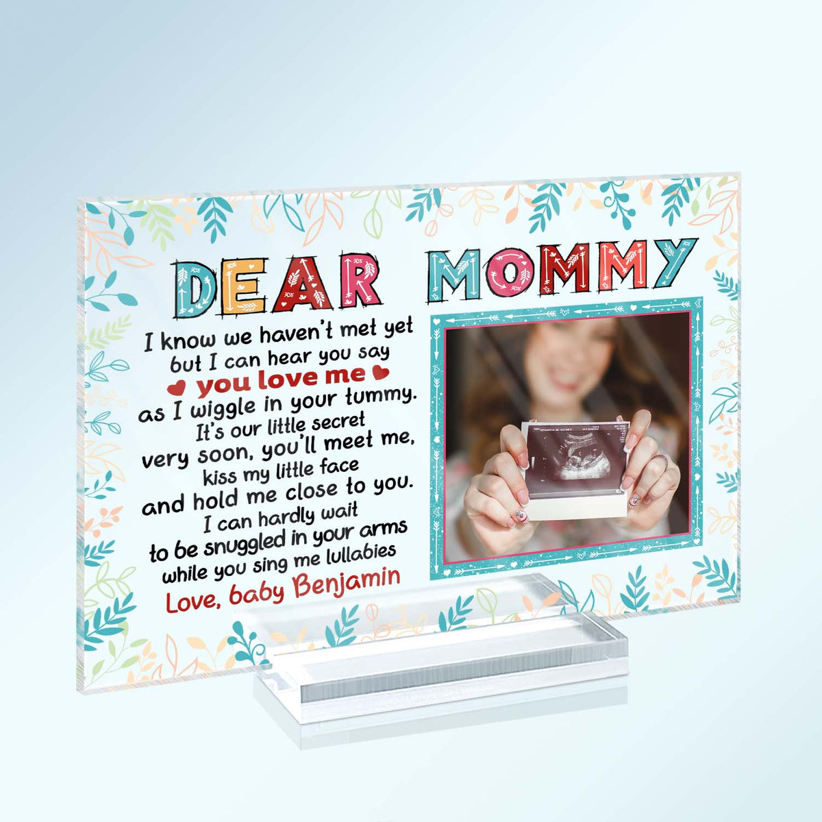 Custom Photo Mommy I Can Hear You Say You Love Me - Loving, Birthday Gift For Mom-To-Be, Mother, Mom - Personalized Custom Horizontal Rectangle Acrylic Plaque