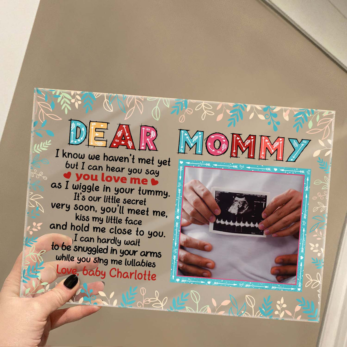 Custom Photo Mommy I Can Hear You Say You Love Me - Loving, Birthday Gift For Mom-To-Be, Mother, Mom - Personalized Custom Horizontal Rectangle Acrylic Plaque