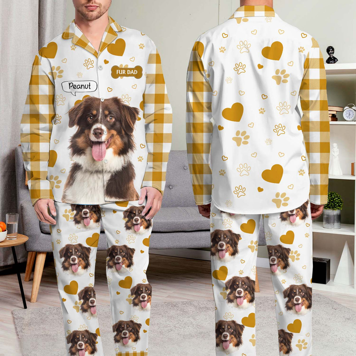 Custom Photo Dog Cat Mom Dad - Funny Birthday Gift For Wife, Husband, Dog Mom, Cat Mom, Dog Dad, Cat Dad, Pet Lovers - Personalized Custom Long Pajamas Set