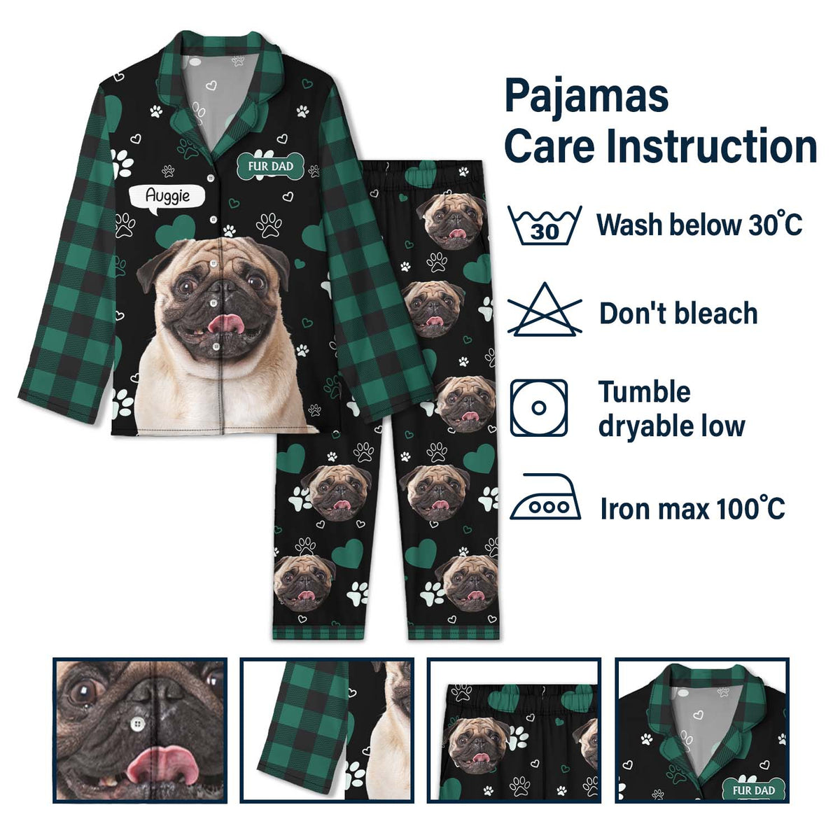 Custom Photo Dog Cat Mom Dad - Funny Birthday Gift For Wife, Husband, Dog Mom, Cat Mom, Dog Dad, Cat Dad, Pet Lovers - Personalized Custom Long Pajamas Set