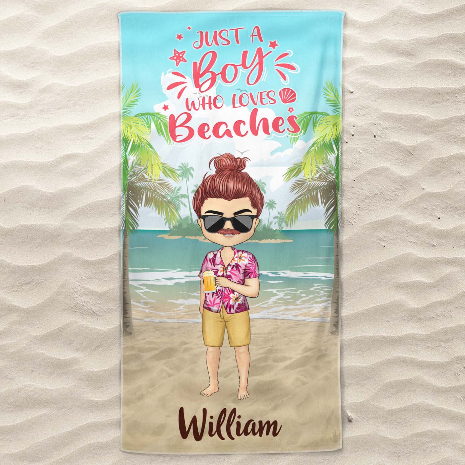 Salty Lil Beach Chibi Woman Man - Gift For Beach Lovers - Personalized Custom Beach Towel