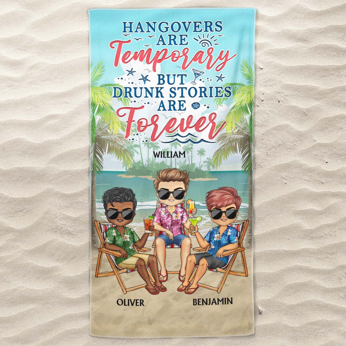 Beaches Booze Besties - Funny Birthday, Loving Gift For Besties, BFF, Best Friends - Personalized Custom Beach Towel