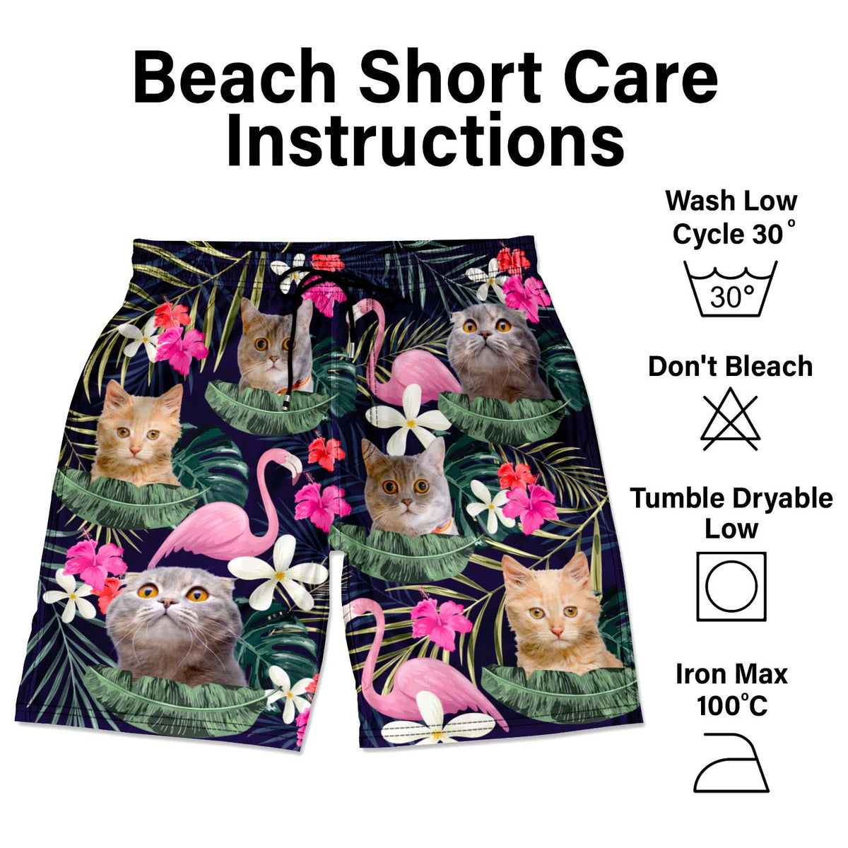 Custom Photo Funny Family Pet Face - Funny Gift For Pet Lovers, Dog Mom, Cat Mom, Dog Dad, Cat Dad - Personalized Custom Unisex Beach Shorts