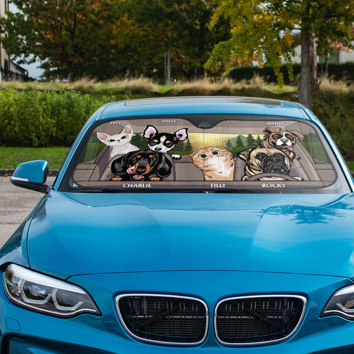 Dogs And Cats - Gift For Pet Lovers - Personalized Auto Sunshade