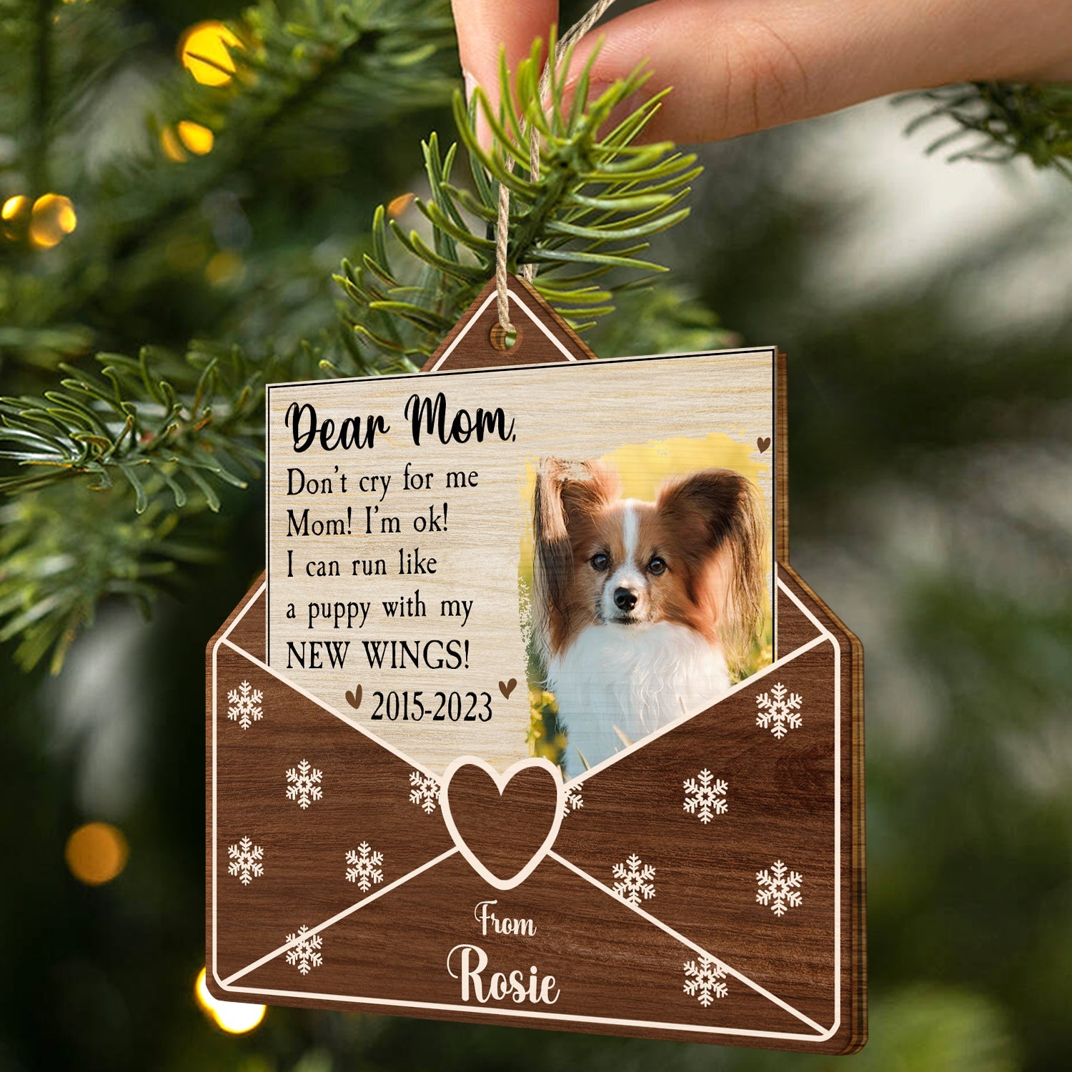 Custom Photo A Letter From Heaven Dog Cat - Pet Memorial Gift, Christmas Gift - Personalized Custom Shaped Wooden Ornament