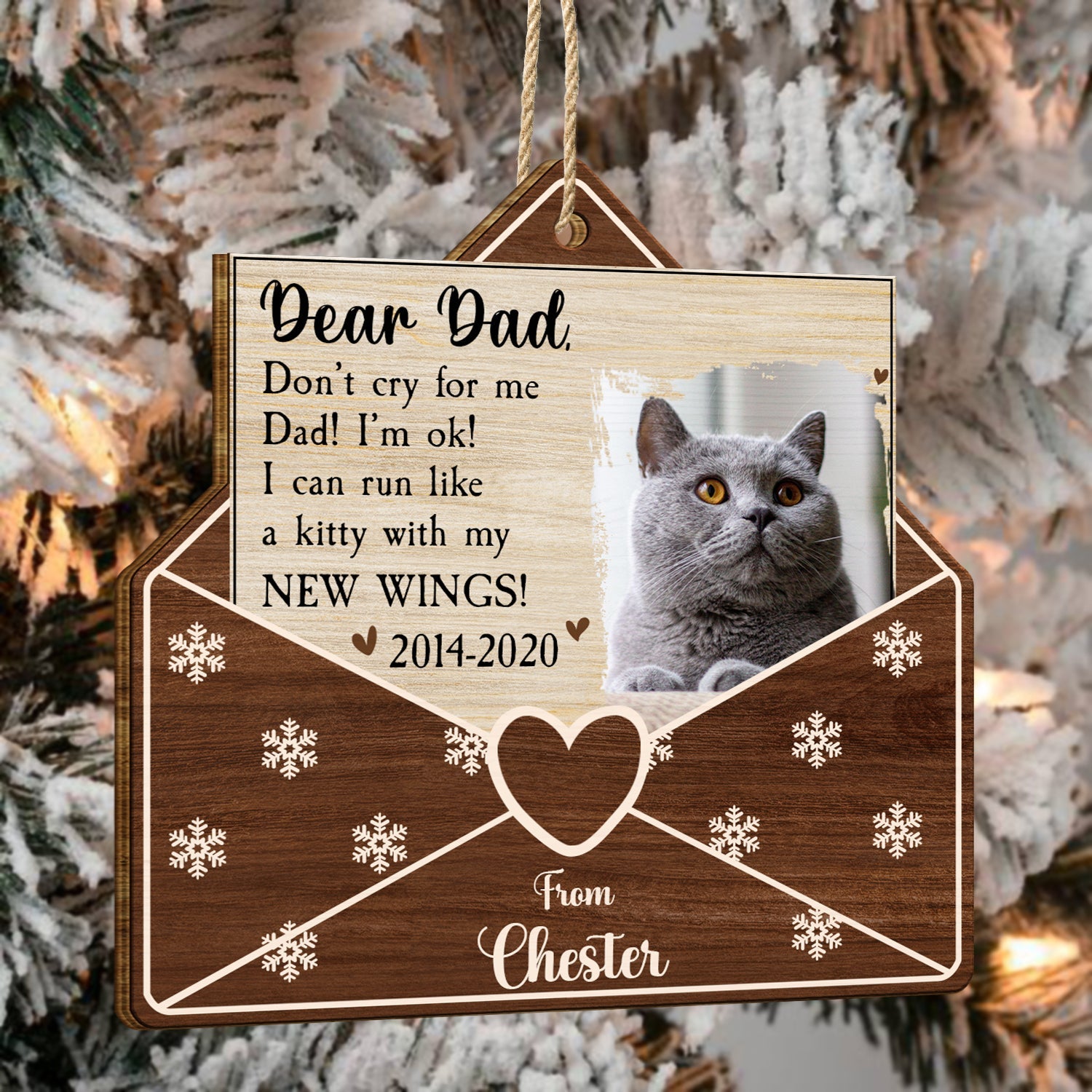 Custom Photo A Letter From Heaven Dog Cat - Pet Memorial Gift, Christmas Gift - Personalized Custom Shaped Wooden Ornament