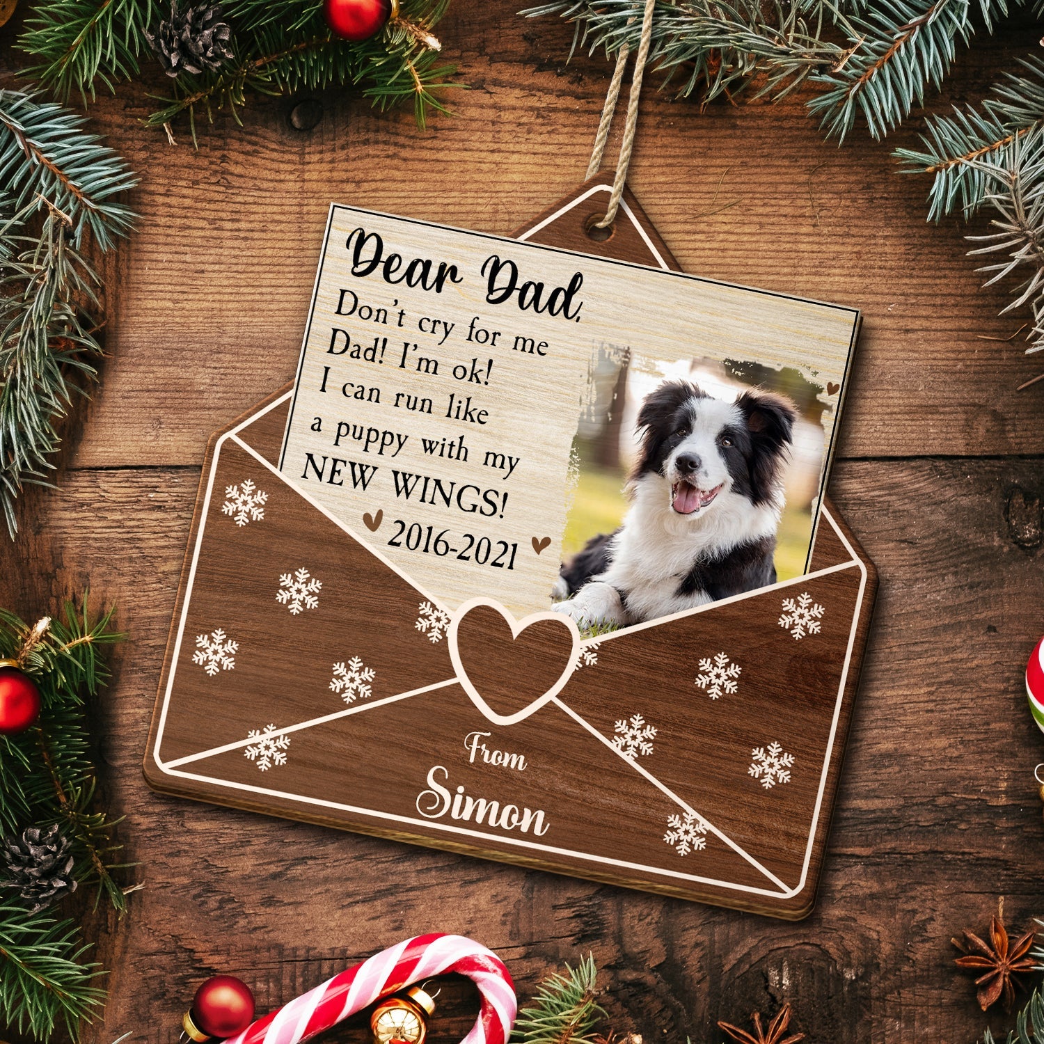 Custom Photo A Letter From Heaven Dog Cat - Pet Memorial Gift, Christmas Gift - Personalized Custom Shaped Wooden Ornament