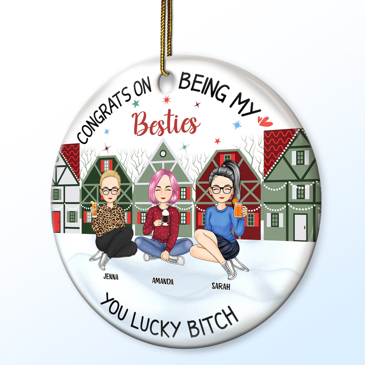 Christmas Congrats On Being My Bestie - Gift For Bestie - Personalized Circle Ceramic Ornament