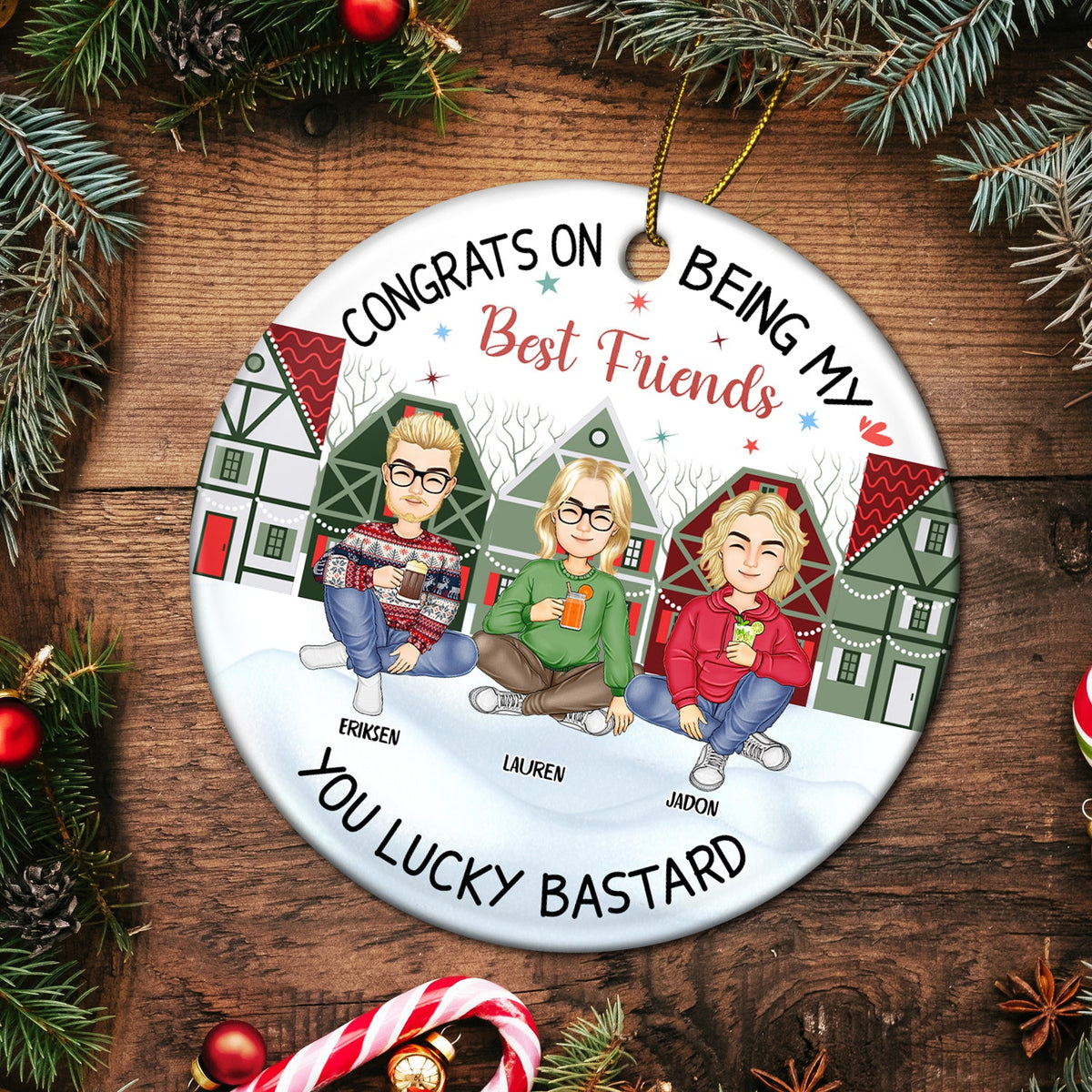 Christmas Congrats On Being My Bestie - Gift For Bestie - Personalized Circle Ceramic Ornament