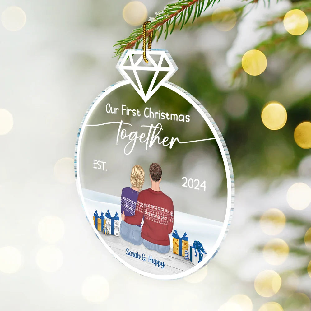 Our First Christmas Married - Gift For Couples - Personalized Custom Shaped Acrylic Ornament