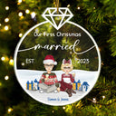 Cartoon Our First Christmas Married - Gift For Couples - Personalized Custom Shaped Acrylic Ornament