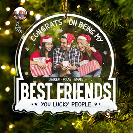 Christmas Custom Photo Congrats On Being My Bestie - Gift For Bestie - Personalized Custom Shaped Acrylic Ornament